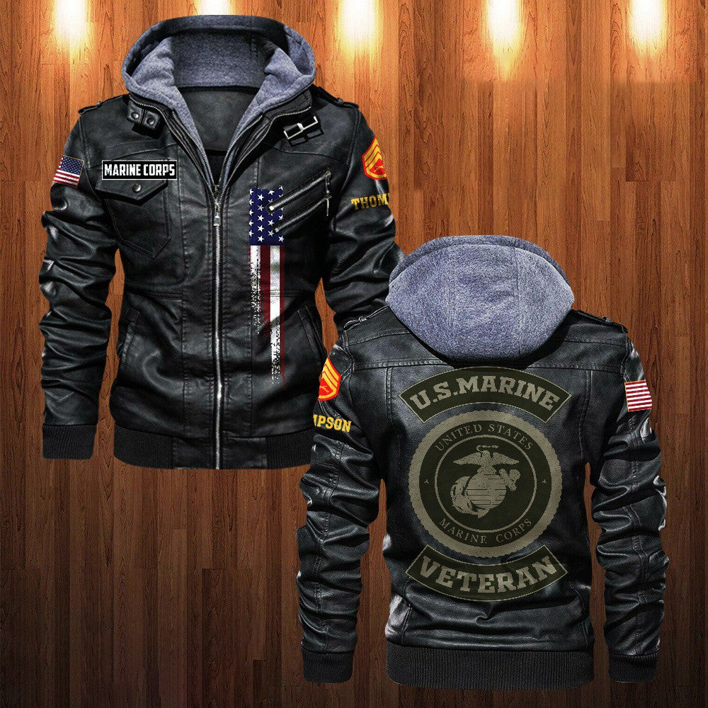 Premium Custom USMC Leather Jacket VPVC702177, Gifts For Marine Veteran, Gifts On Father's Day, Veterans Day.