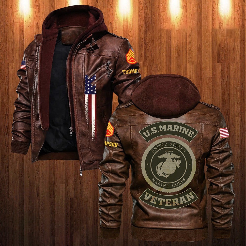 Premium Custom USMC Leather Jacket VPVC702178, Gifts For Marine Veteran, Gifts On Father's Day, Veterans Day.