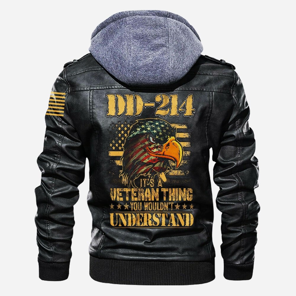 Premium US Veteran Leather Jacket VPVC702179, Gifts For US Veteran, Gifts On Father's Day, Veterans Day.