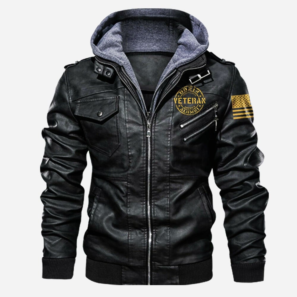 Premium US Veteran Leather Jacket VPVC702179, Gifts For US Veteran, Gifts On Father's Day, Veterans Day.