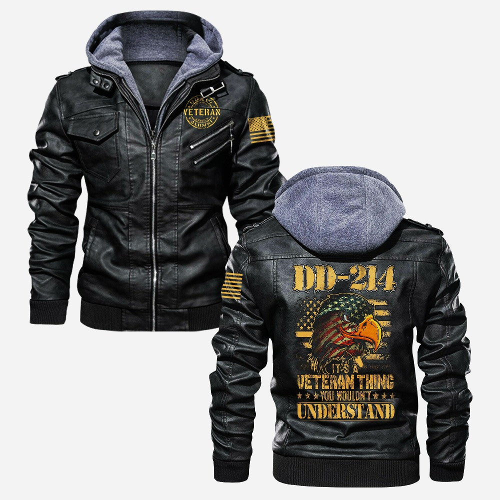 Premium US Veteran Leather Jacket VPVC702179, Gifts For US Veteran, Gifts On Father's Day, Veterans Day.