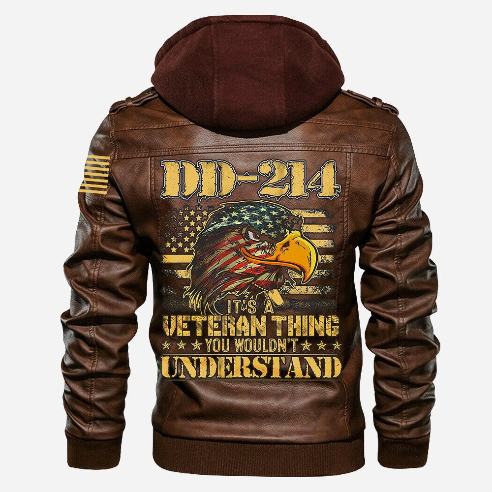 Premium US Veteran Leather Jacket VPVC702180, Gifts For US Veteran, Gifts On Father's Day, Veterans Day.