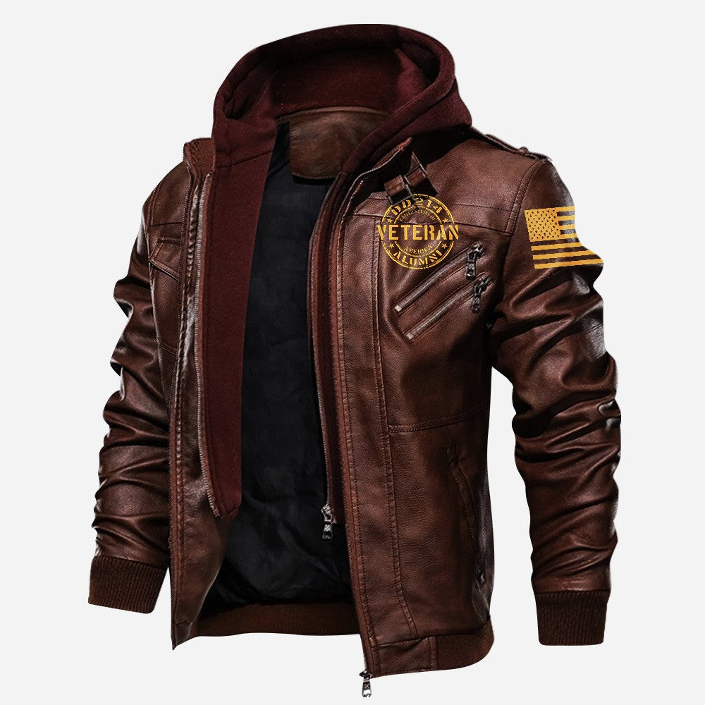 Premium US Veteran Leather Jacket VPVC702180, Gifts For US Veteran, Gifts On Father's Day, Veterans Day.