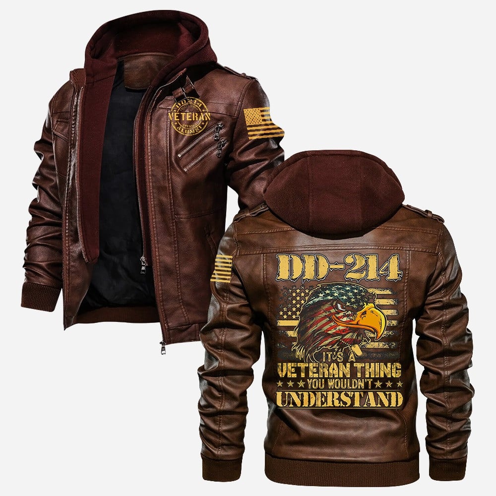 Premium US Veteran Leather Jacket VPVC702180, Gifts For US Veteran, Gifts On Father's Day, Veterans Day.