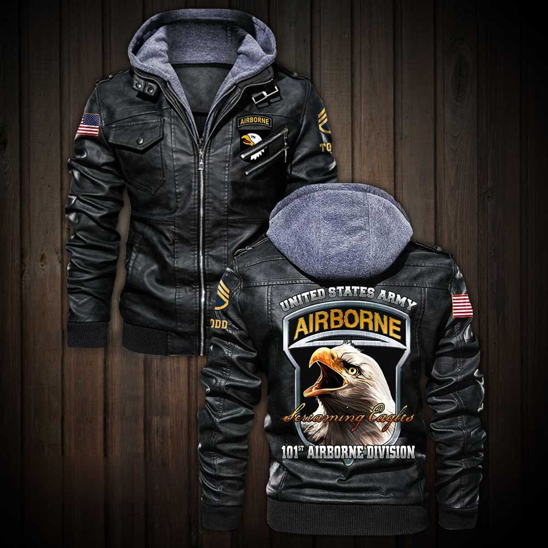 Premium Custom US Army 101st Airborne Division Leather Jacket VPVC702186, Gifts For Army Veteran, Gifts On Father's Day, Veterans Day.