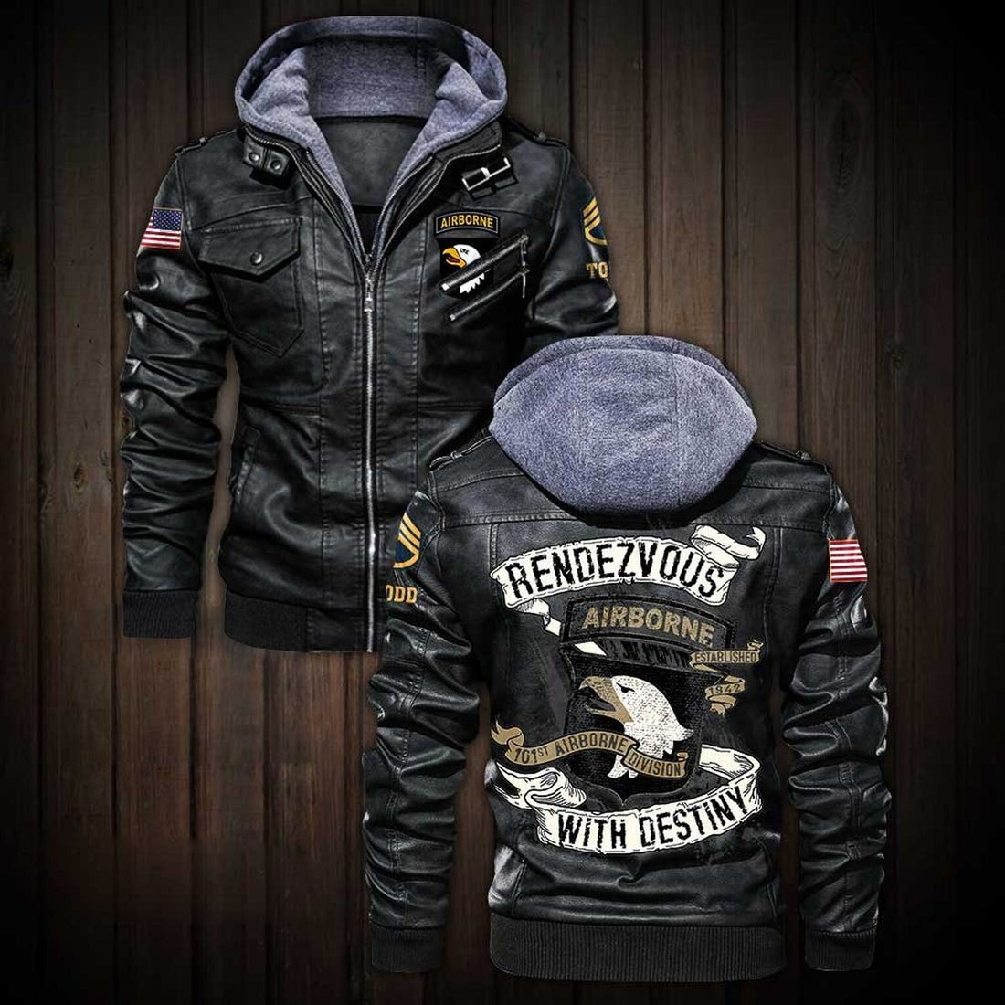 Premium Custom US Army 101st Airborne Division Leather Jacket VPVC702187, Gifts For Army Veteran, Gifts On Father's Day, Veterans Day.