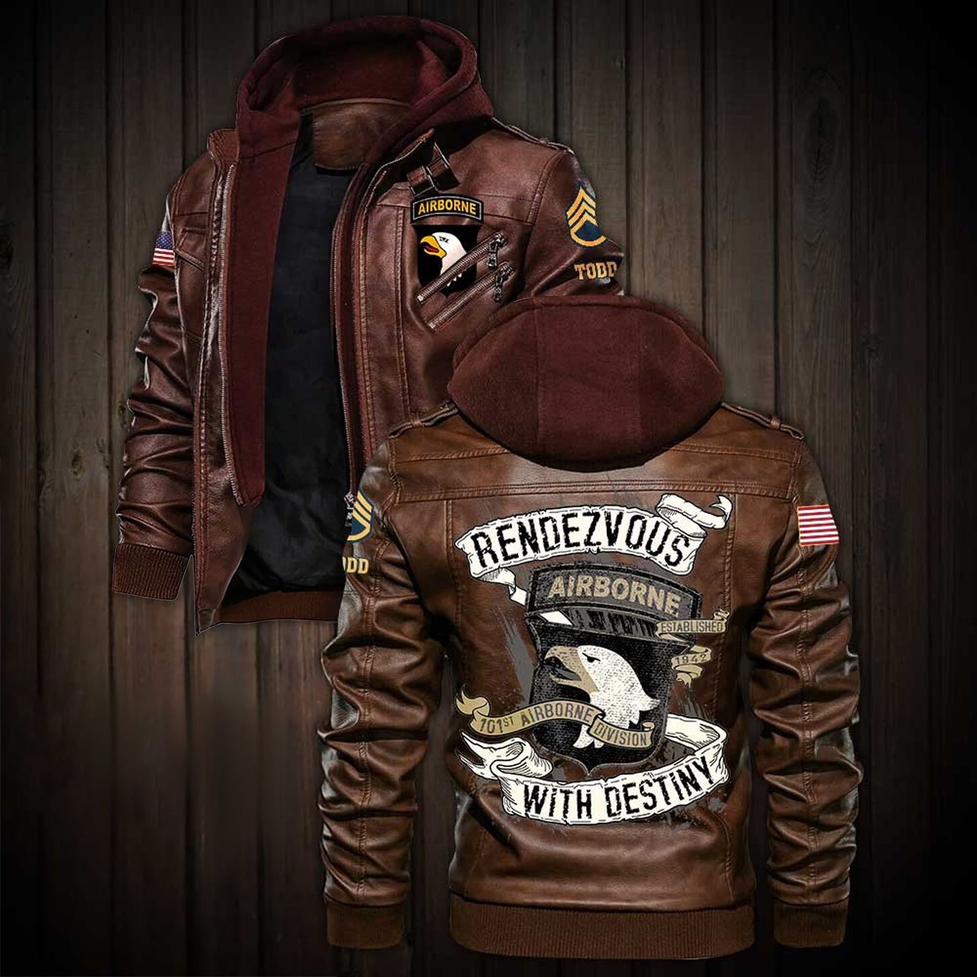 Premium Custom US Army 101st Airborne Division Leather Jacket VPVC702190, Gifts For Army Veteran, Gifts On Father's Day, Veterans Day.