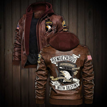 Premium Custom US Army 101st Airborne Division Leather Jacket VPVC702190, Gifts For Army Veteran, Gifts On Father's Day, Veterans Day.
