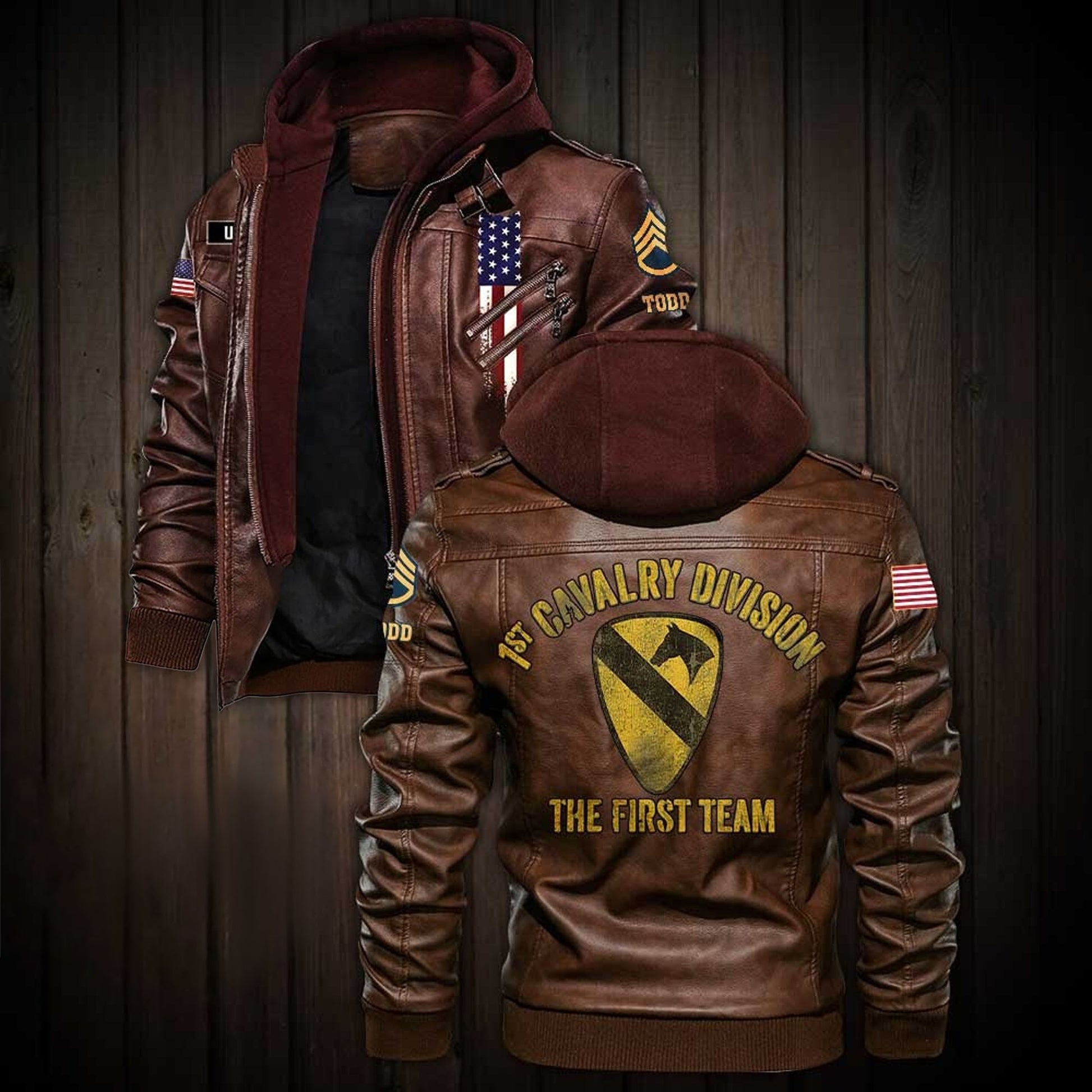 Premium Custom Unit US Army Leather Jacket VPVC702191, Gifts For Army Veteran, Gifts On Father's Day, Veterans Day.