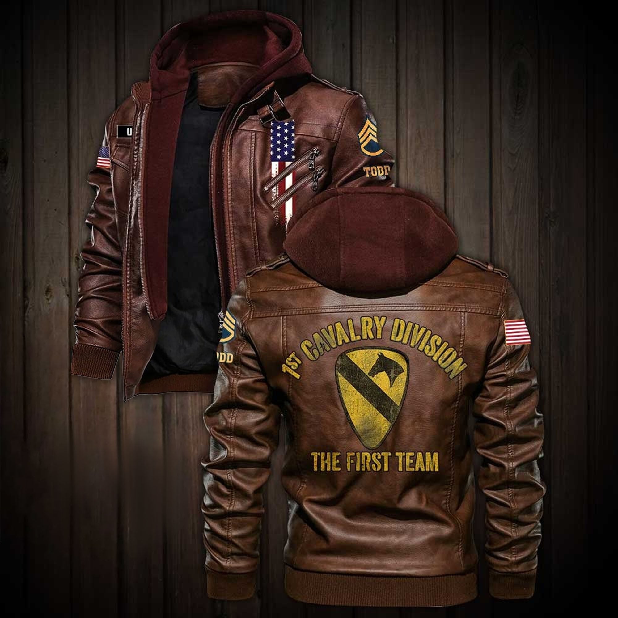 Premium Custom Unit US Army Leather Jacket VPVC702191, Gifts For Army Veteran, Gifts On Father's Day, Veterans Day.