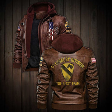 Premium Custom Unit US Army Leather Jacket VPVC702191, Gifts For Army Veteran, Gifts On Father's Day, Veterans Day.