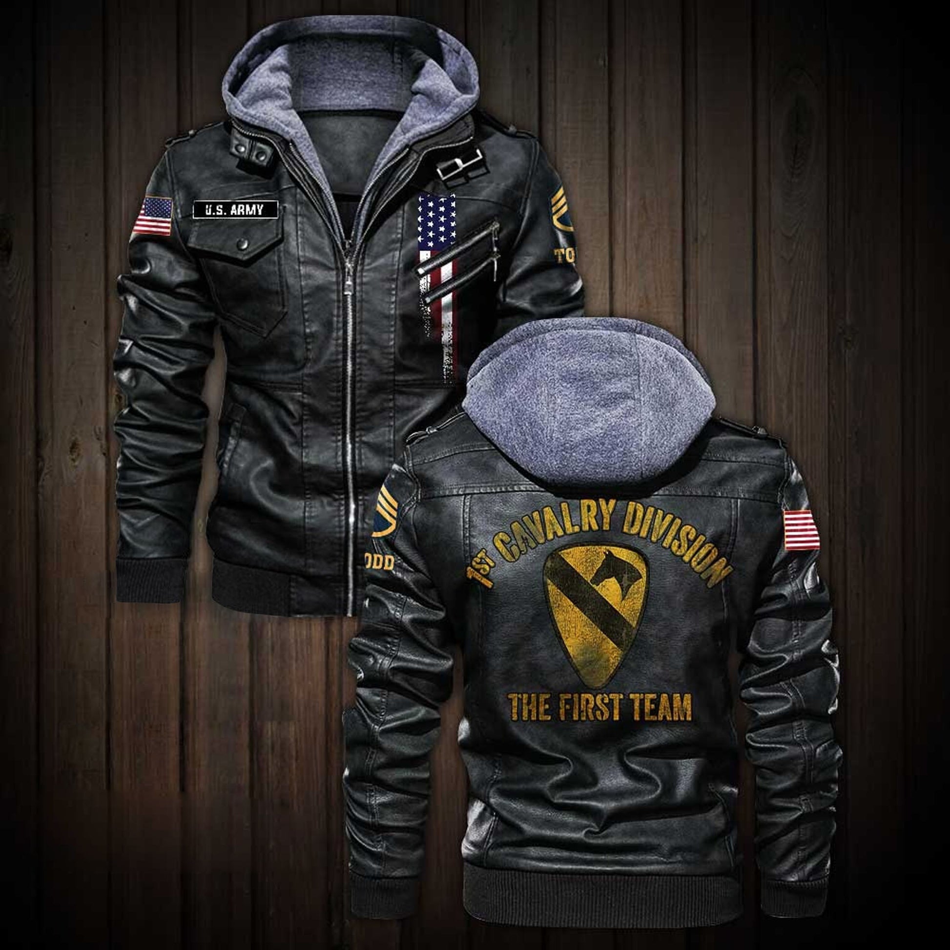 Premium Custom Unit US Army Leather Jacket VPVC702192, Gifts For Army Veteran, Gifts On Father's Day, Veterans Day.