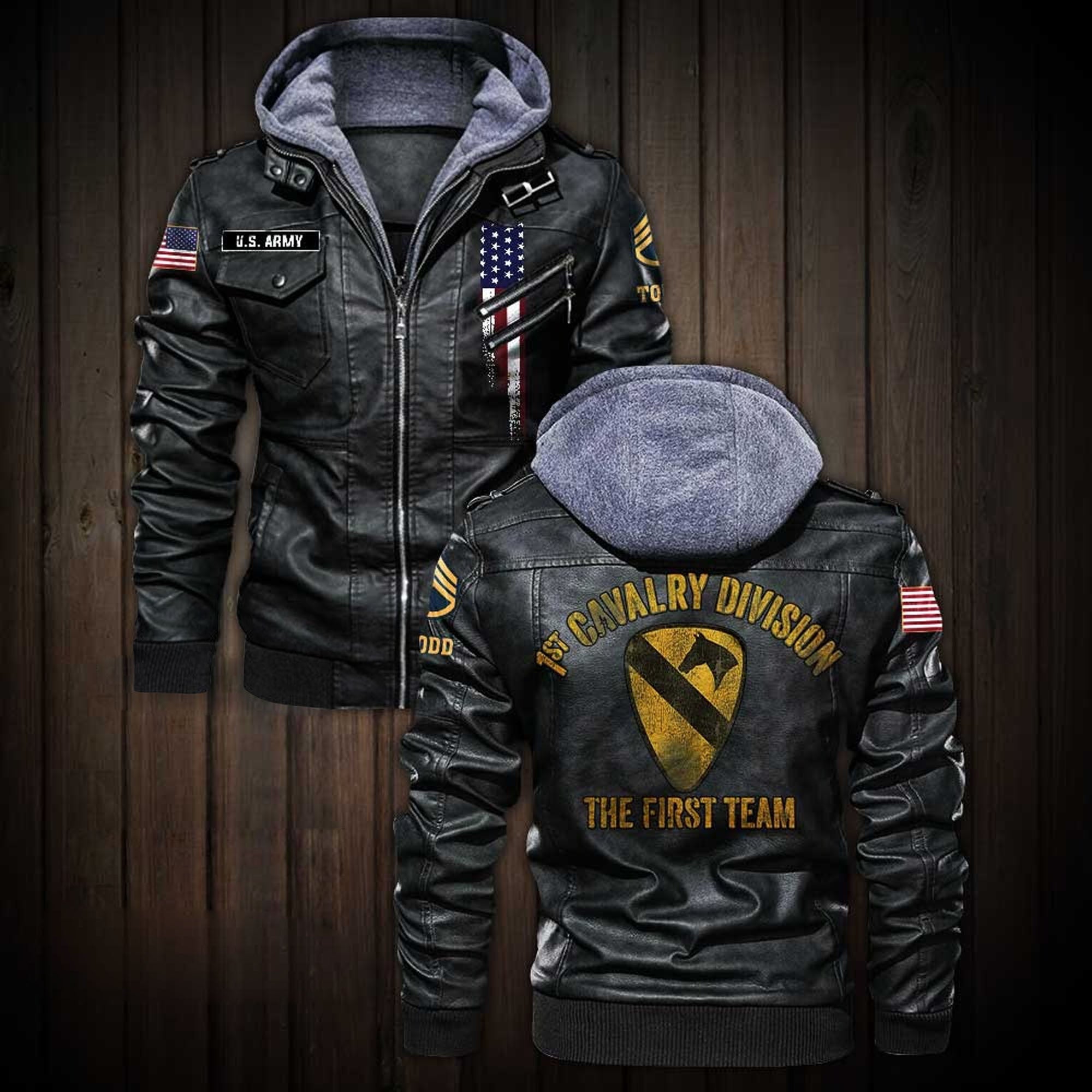 Premium Custom Unit US Army Leather Jacket VPVC702192, Gifts For Army Veteran, Gifts On Father's Day, Veterans Day.