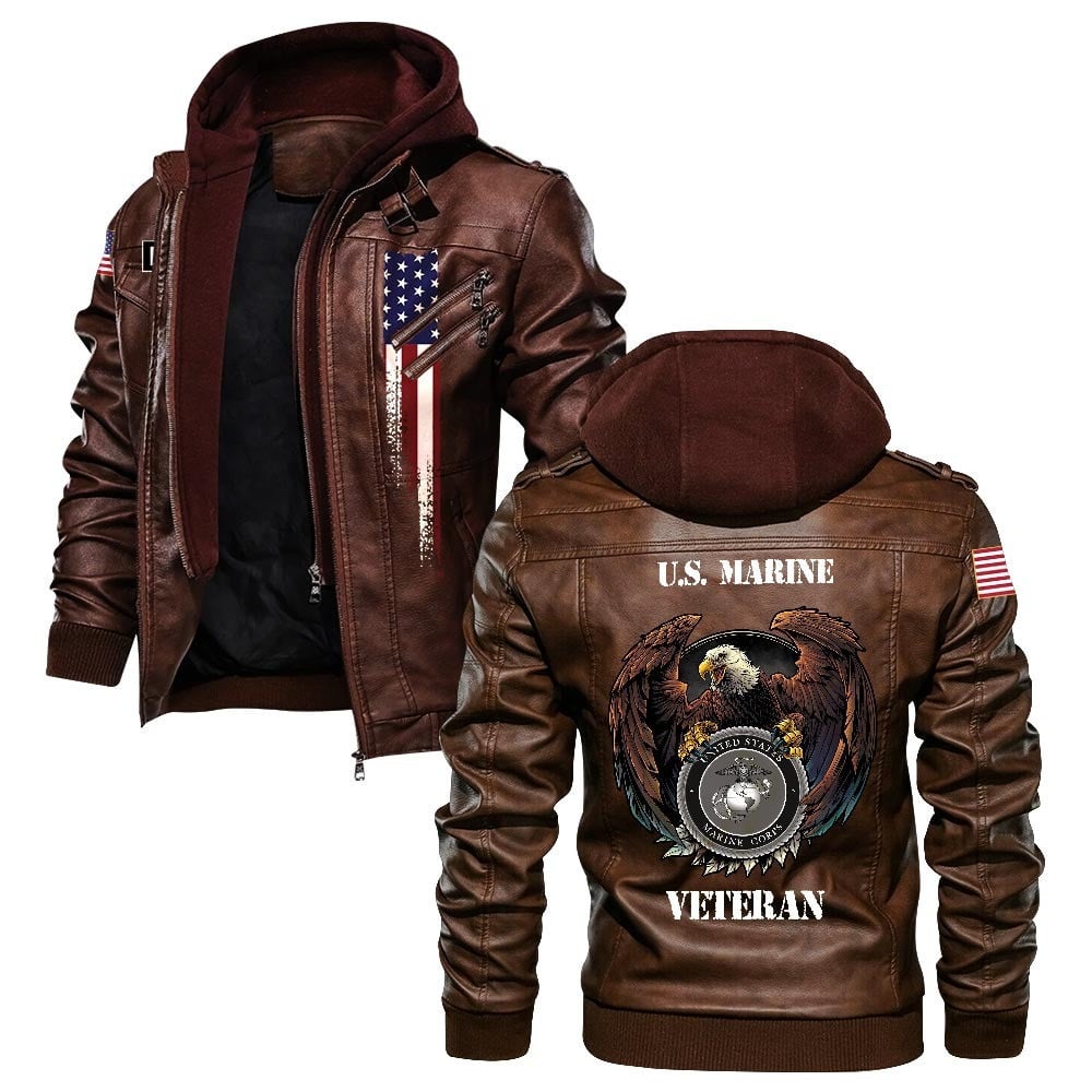 Premium USMC Leather Jacket VPVC702194, Gifts For Marine Veteran, Gifts On Father's Day, Veterans Day.