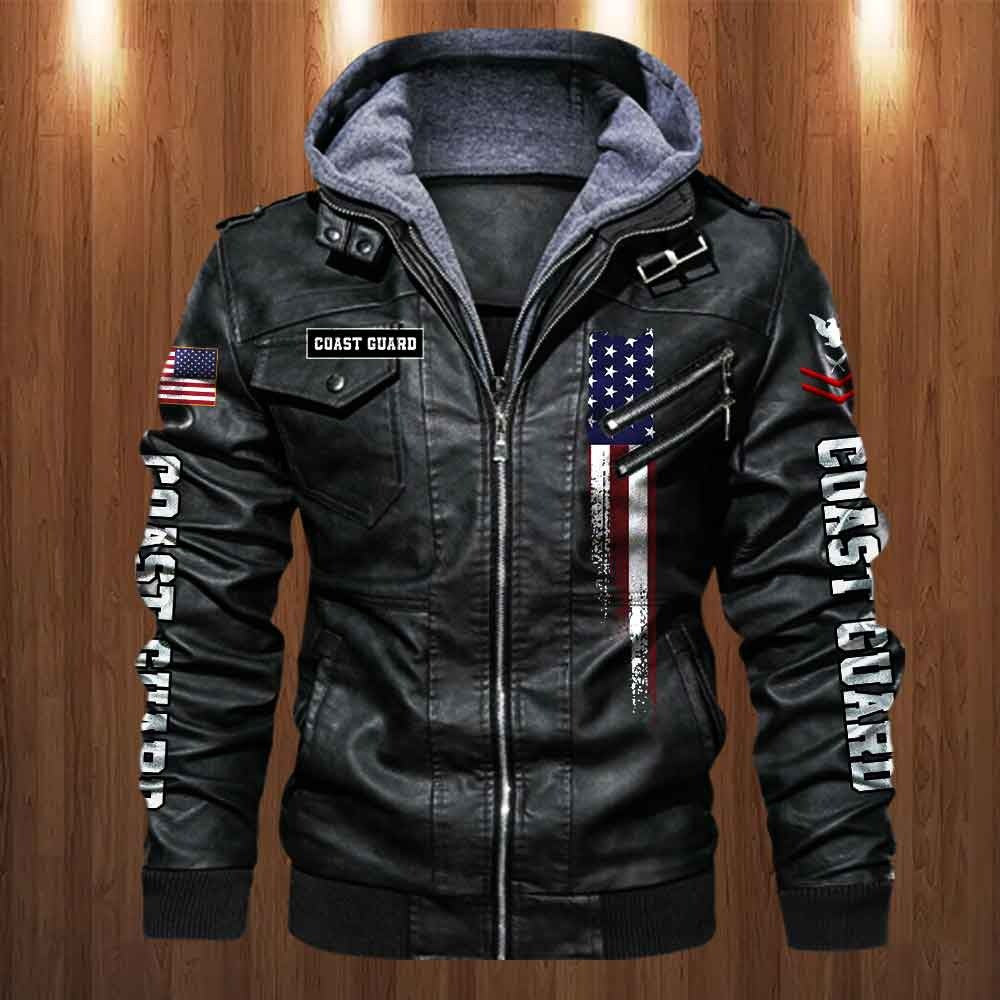 Premium Custom USCG Leather Jacket VPVC702195, Gifts For Coast Guard Veteran, Gifts On Father's Day, Veterans Day.