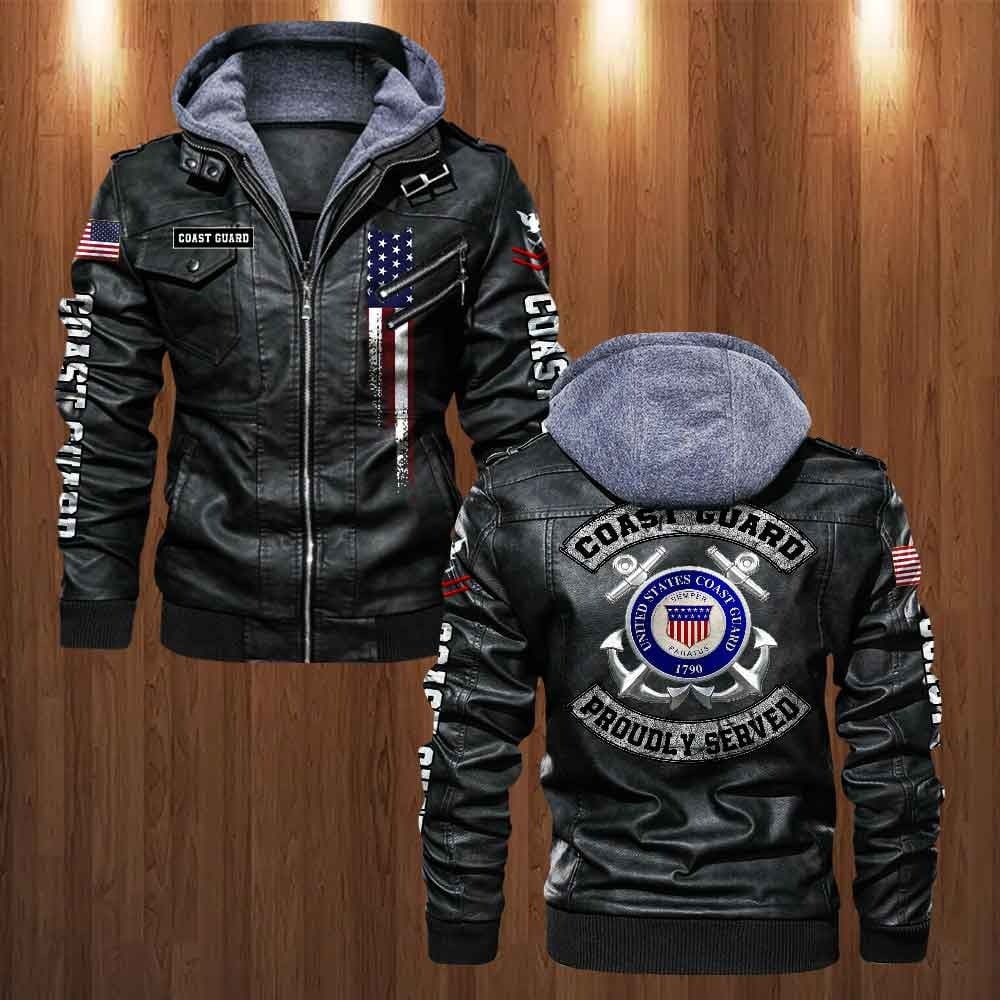 Premium Custom USCG Leather Jacket VPVC702195, Gifts For Coast Guard Veteran, Gifts On Father's Day, Veterans Day.
