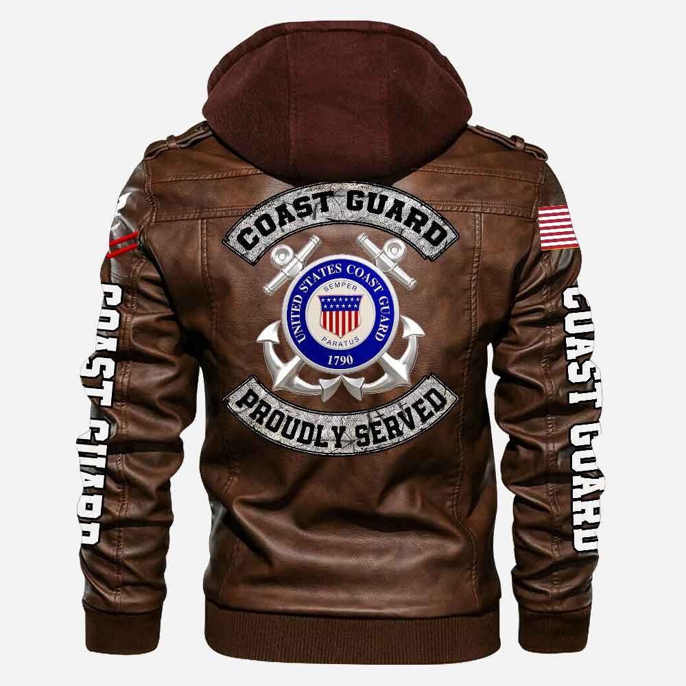 Premium Custom USCG Leather Jacket VPVC702196, Gifts For Coast Guard Veteran, Gifts On Father's Day, Veterans Day.