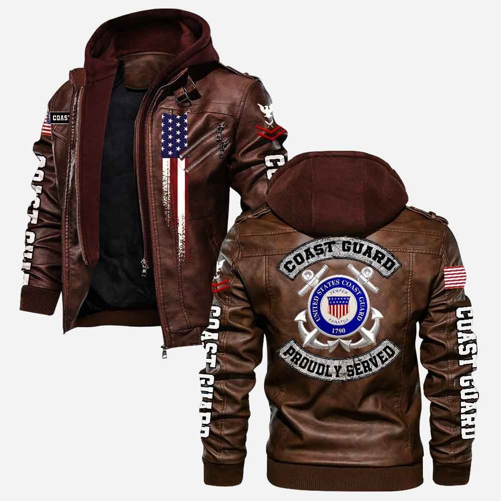 Premium Custom USCG Leather Jacket VPVC702196, Gifts For Coast Guard Veteran, Gifts On Father's Day, Veterans Day.