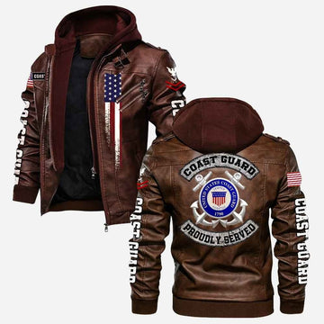 Premium Custom USCG Leather Jacket VPVC702196, Gifts For Coast Guard Veteran, Gifts On Father's Day, Veterans Day.
