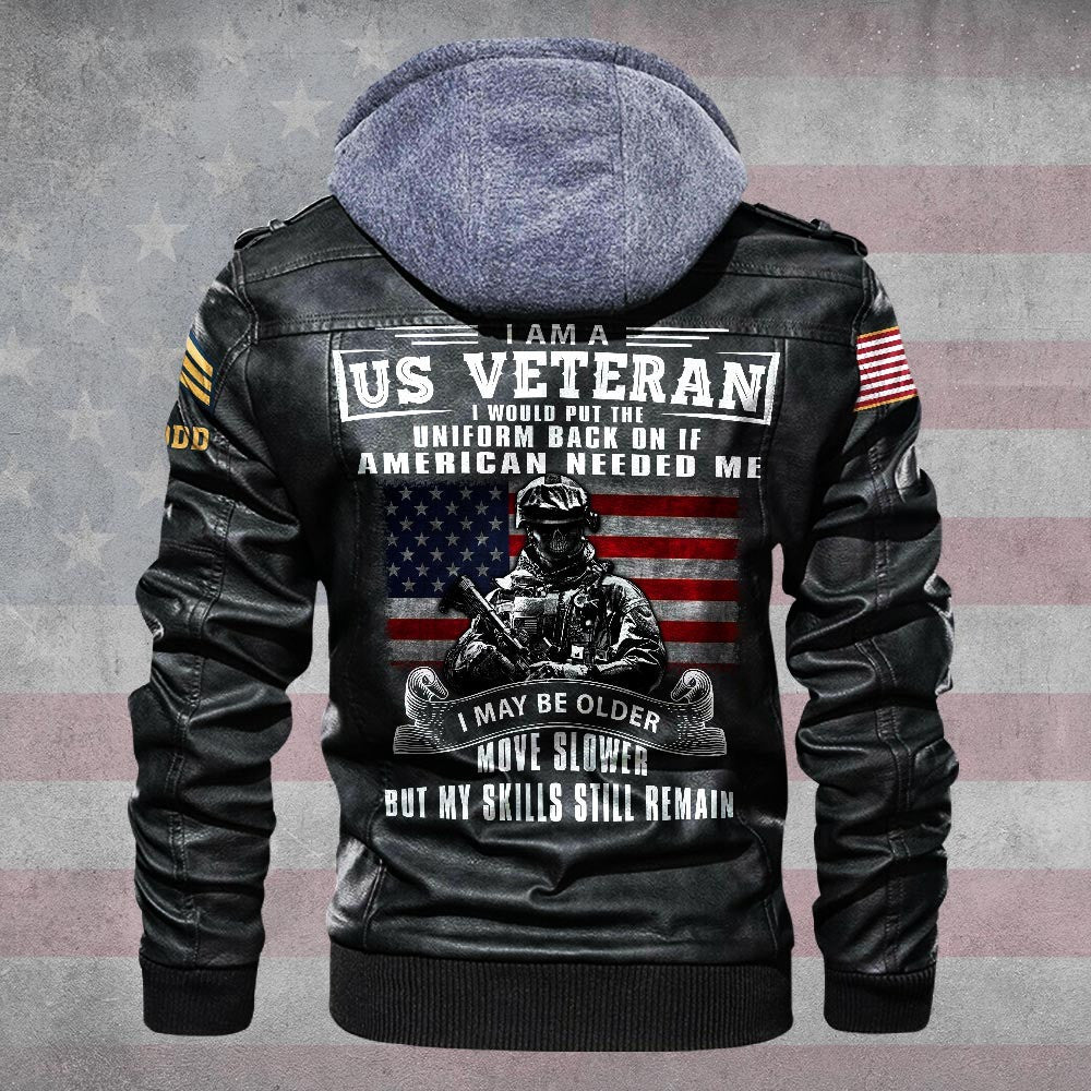 Premium Custom US Army Leather Jacket VPVC702199, Gifts For Army Veteran, Gifts On Father's Day, Veterans Day.