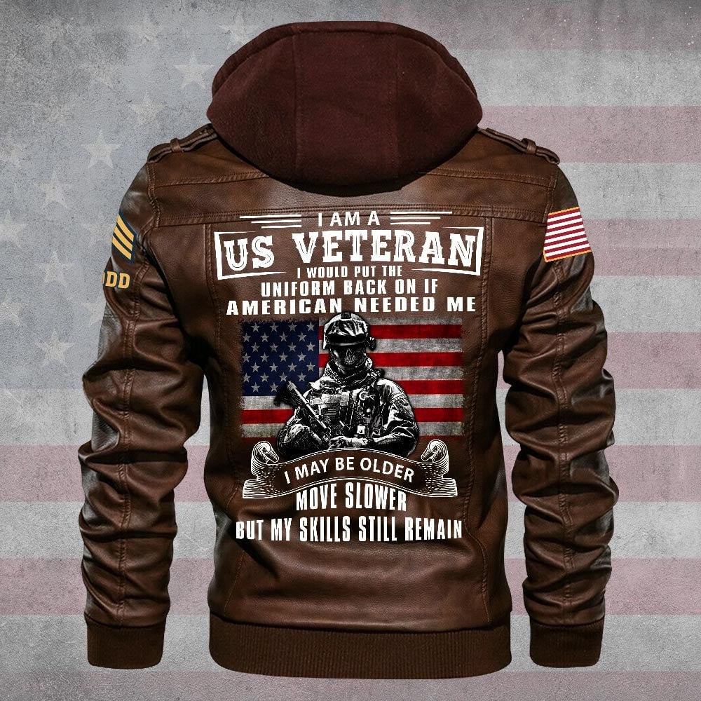 Premium Custom US Army Leather Jacket VPVC702200, Gifts For Army Veteran, Gifts On Father's Day, Veterans Day.