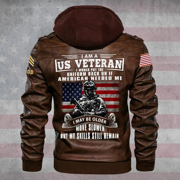 Premium Custom US Army Leather Jacket VPVC702200, Gifts For Army Veteran, Gifts On Father's Day, Veterans Day.