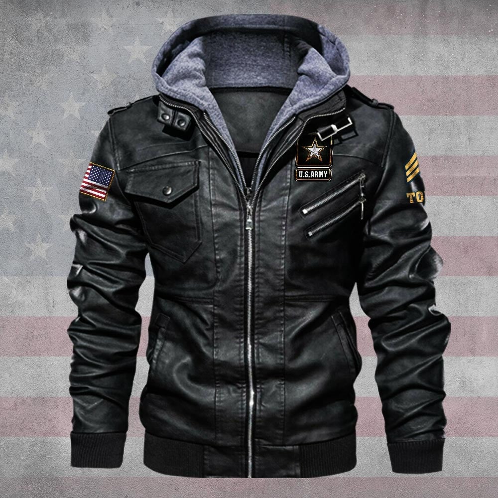 Premium Custom US Army Leather Jacket VPVC702201, Gifts For Army Veteran, Gifts On Father's Day, Veterans Day.