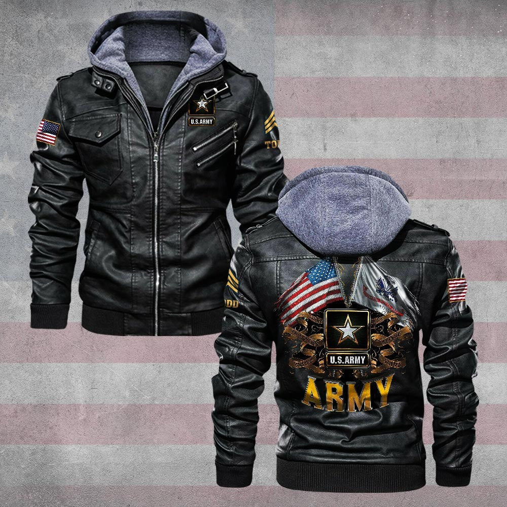 Premium Custom US Army Leather Jacket VPVC702201, Gifts For Army Veteran, Gifts On Father's Day, Veterans Day.