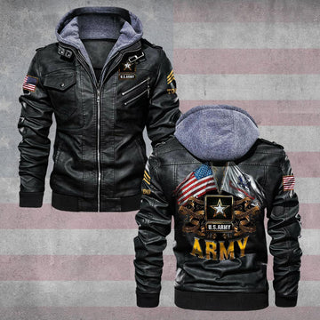 Premium Custom US Army Leather Jacket VPVC702201, Gifts For Army Veteran, Gifts On Father's Day, Veterans Day.