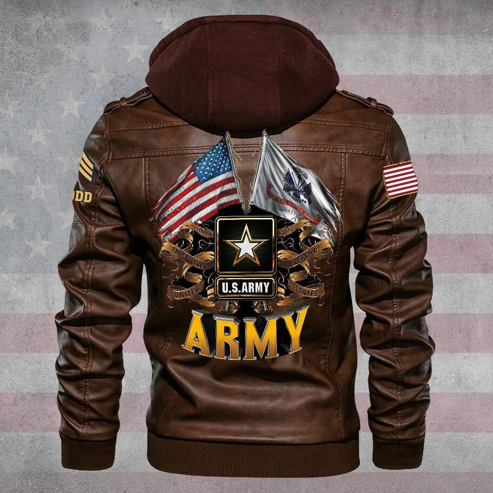 Premium Custom US Army Leather Jacket VPVC702202, Gifts For Army Veteran, Gifts On Father's Day, Veterans Day.