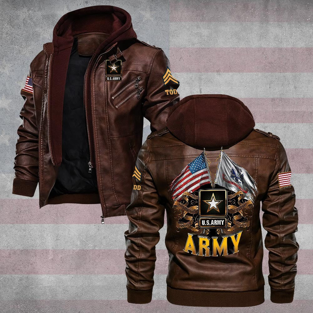 Premium Custom US Army Leather Jacket VPVC702202, Gifts For Army Veteran, Gifts On Father's Day, Veterans Day.