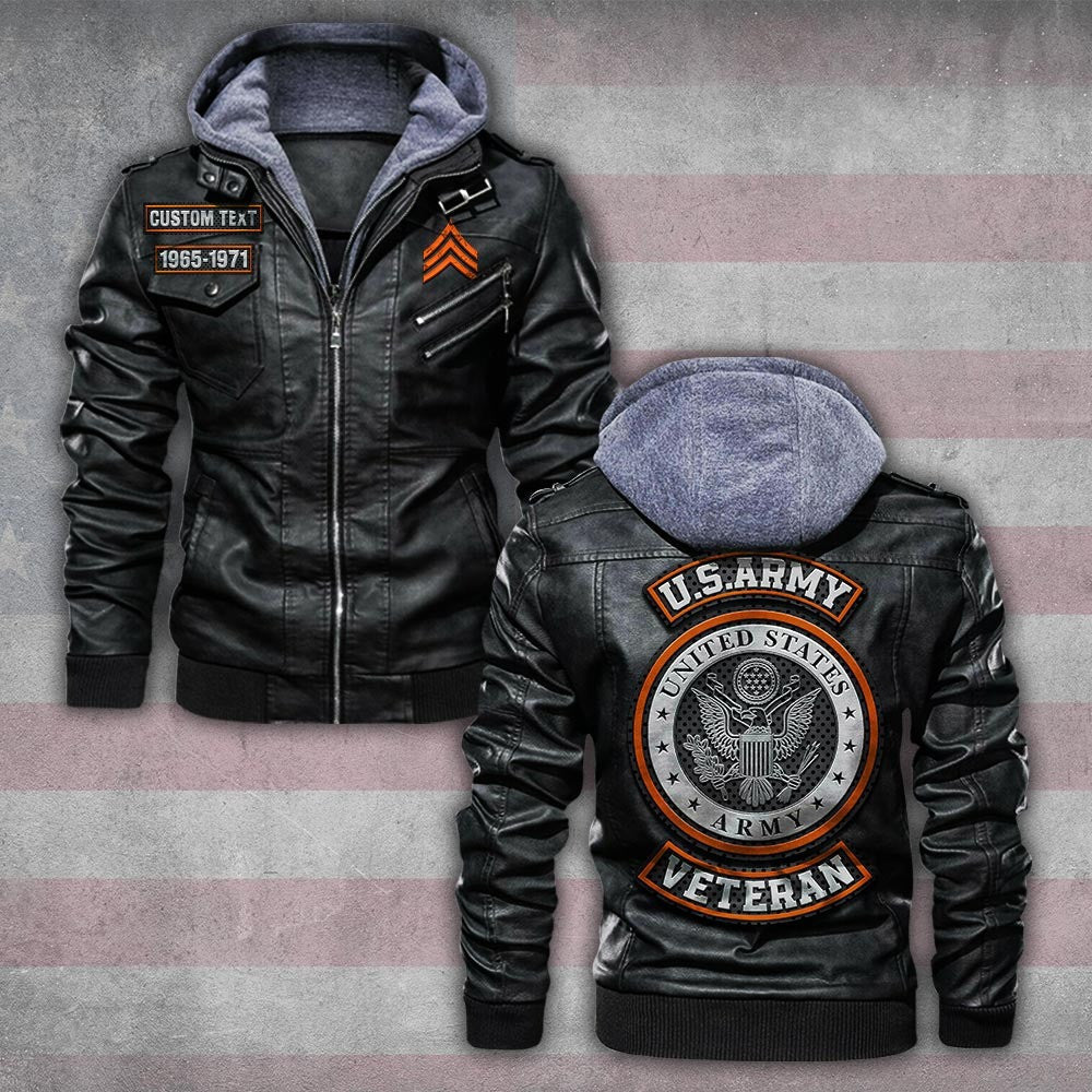 Premium Custom US Army Leather Jacket VPVC702203, Gifts For Army Veteran, Gifts On Father's Day, Veterans Day.