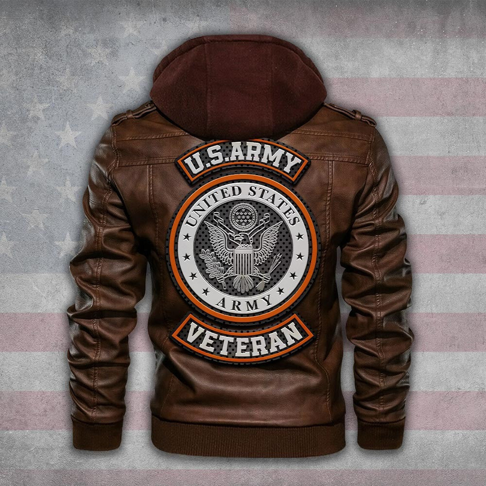 Premium Custom US Army Leather Jacket VPVC702204, Gifts For Army Veteran, Gifts On Father's Day, Veterans Day.