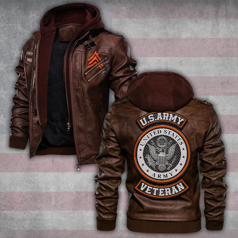 Premium Custom US Army Leather Jacket VPVC702204, Gifts For Army Veteran, Gifts On Father's Day, Veterans Day.