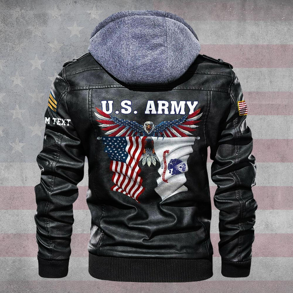 Premium Custom US Army Leather Jacket VPVC702205, Gifts For Army Veteran, Gifts On Father's Day, Veterans Day.