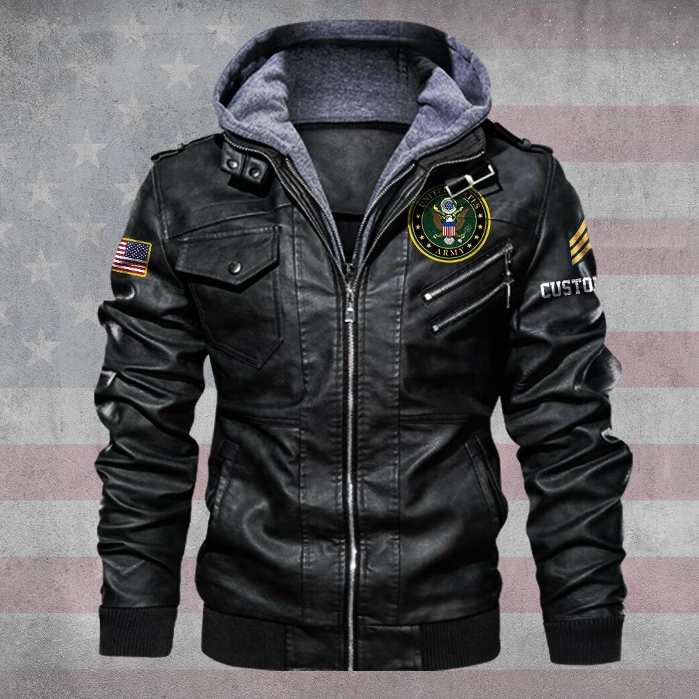 Premium Custom US Army Leather Jacket VPVC702205, Gifts For Army Veteran, Gifts On Father's Day, Veterans Day.