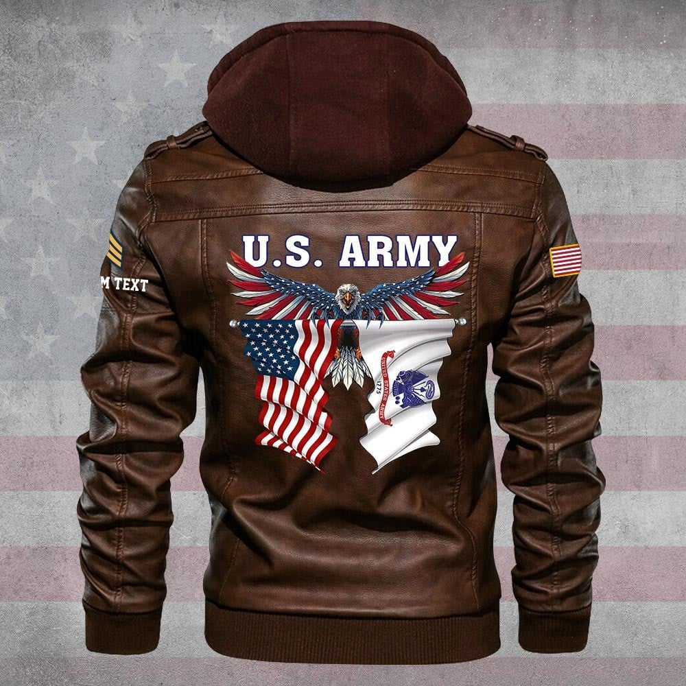 Premium Custom US Army Leather Jacket VPVC702206, Gifts For Army Veteran, Gifts On Father's Day, Veterans Day.