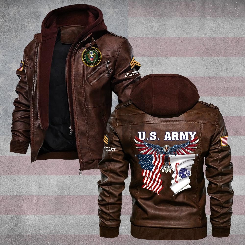 Premium Custom US Army Leather Jacket VPVC702206, Gifts For Army Veteran, Gifts On Father's Day, Veterans Day.