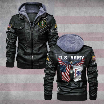 Premium Custom US Army Leather Jacket VPVC702205, Gifts For Army Veteran, Gifts On Father's Day, Veterans Day.