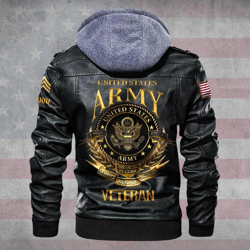 Premium Custom US Army Leather Jacket VPVC702207, Gifts For Army Veteran, Gifts On Father's Day, Veterans Day.