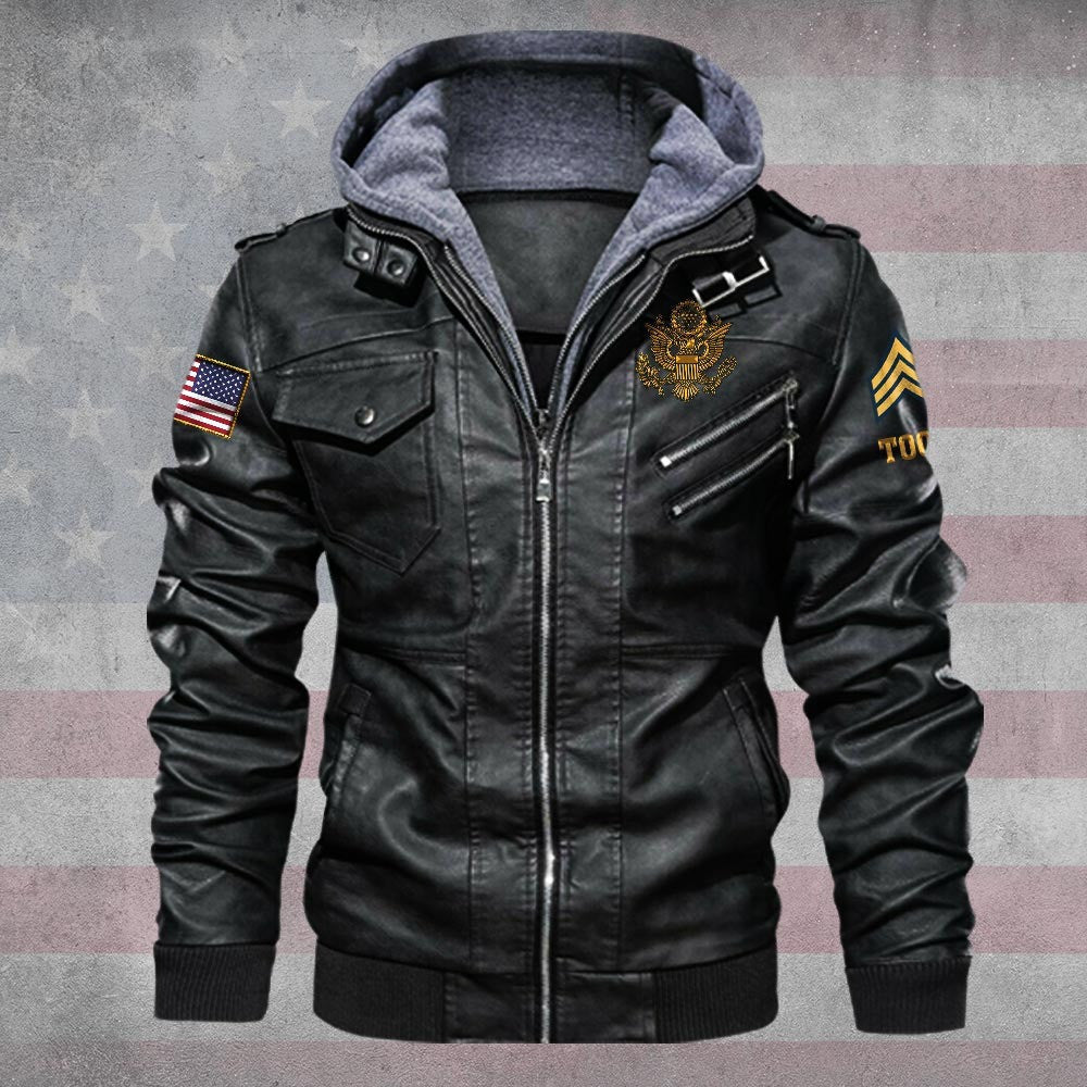 Premium Custom US Army Leather Jacket VPVC702207, Gifts For Army Veteran, Gifts On Father's Day, Veterans Day.