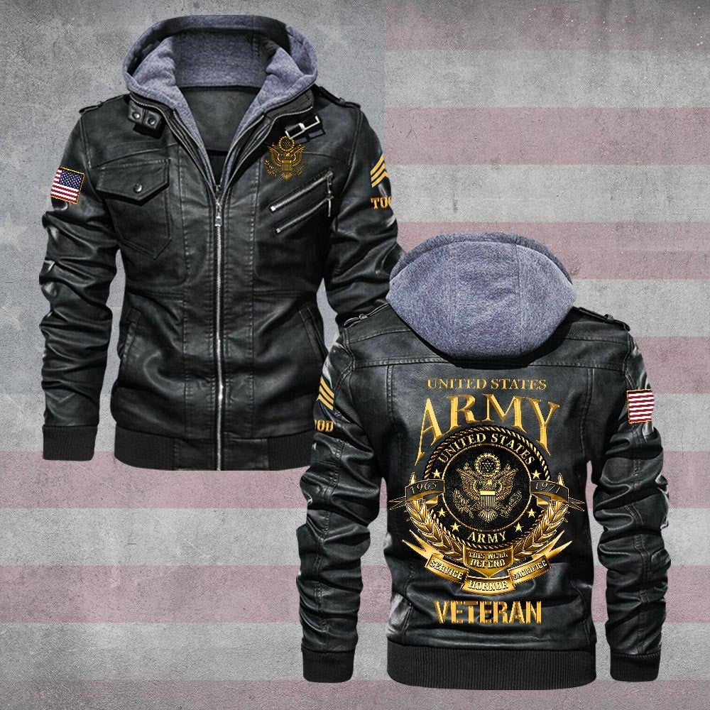 Premium Custom US Army Leather Jacket VPVC702207, Gifts For Army Veteran, Gifts On Father's Day, Veterans Day.