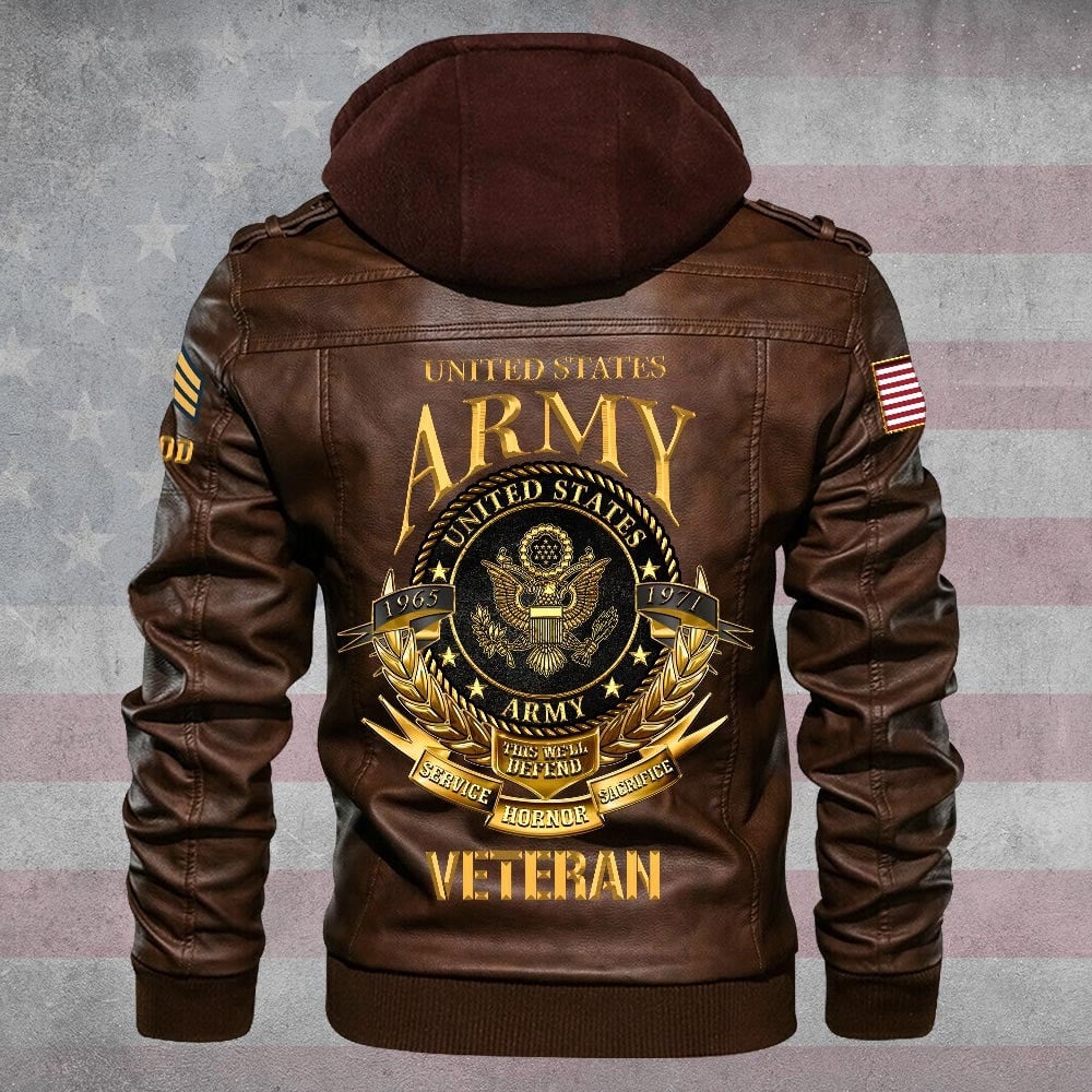 Premium Custom US Army Leather Jacket VPVC702208, Gifts For Army Veteran, Gifts On Father's Day, Veterans Day.