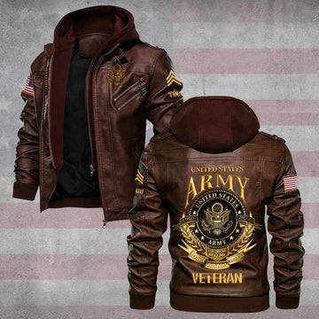 Premium Custom US Army Leather Jacket VPVC702208, Gifts For Army Veteran, Gifts On Father's Day, Veterans Day.