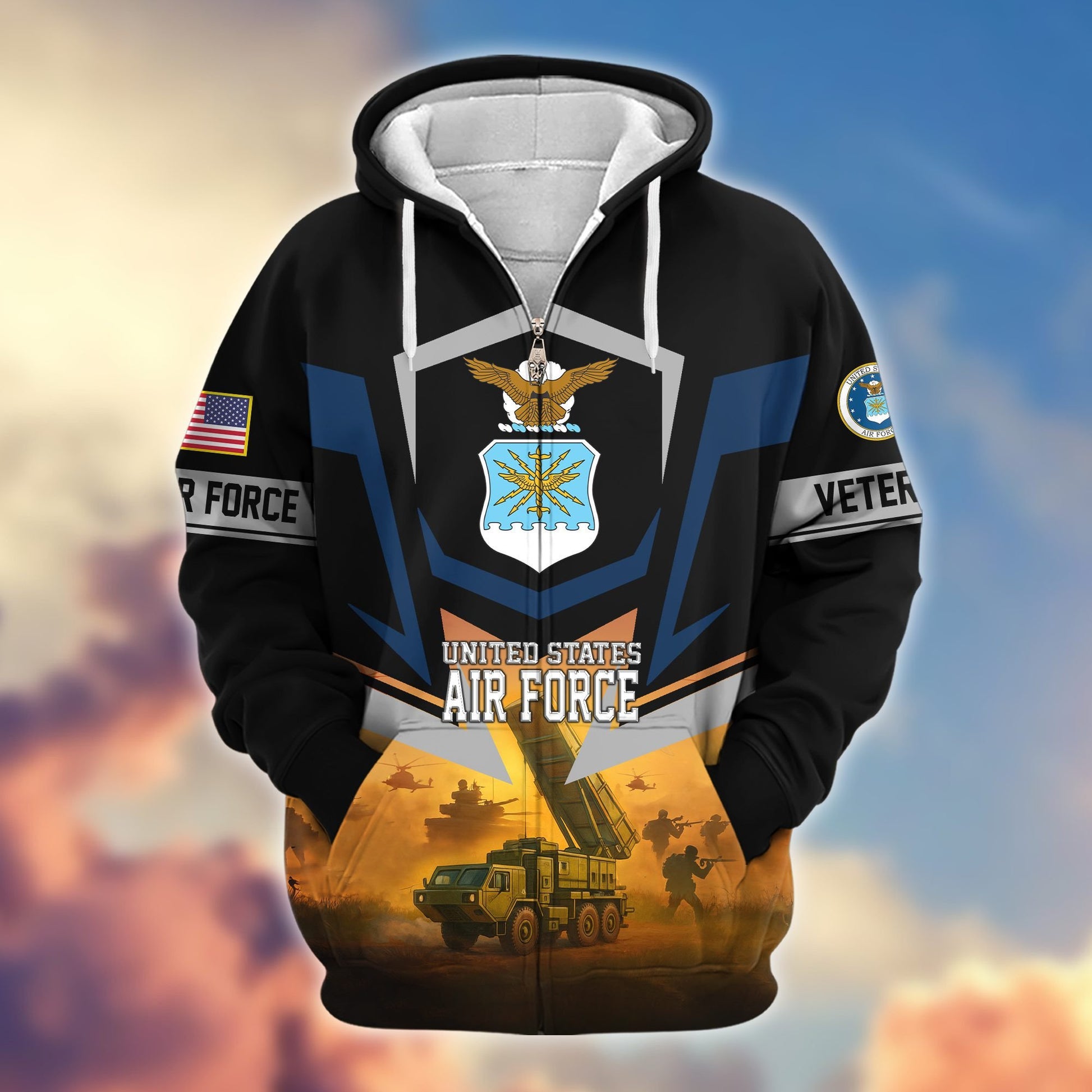 Premium US Veterans Zip Hoodie BPHN100912, Gifts For US Veterans, Gifts On Father's Day, Veterans Day.