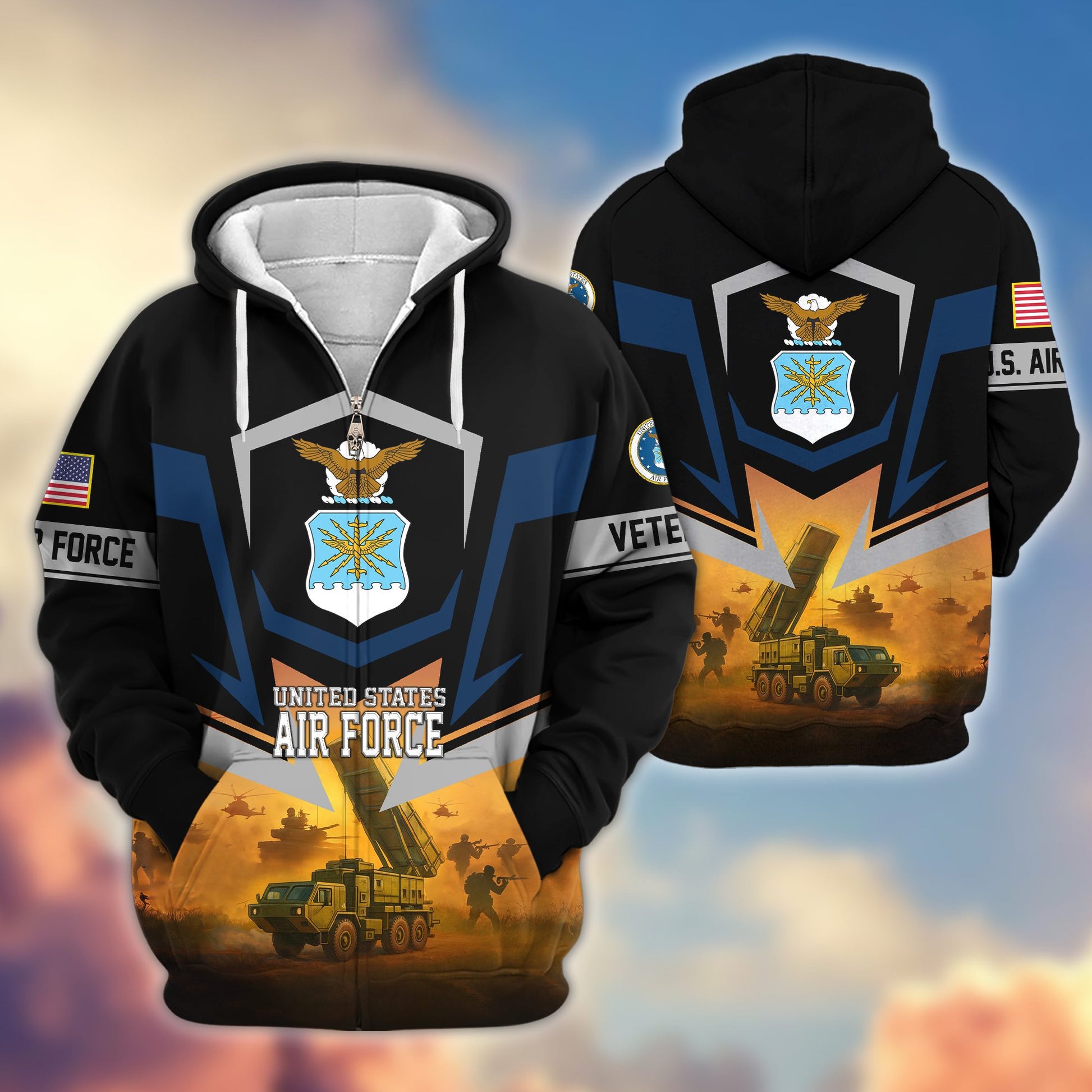 Premium US Veterans Zip Hoodie BPHN100912, Gifts For US Veterans, Gifts On Father's Day, Veterans Day.