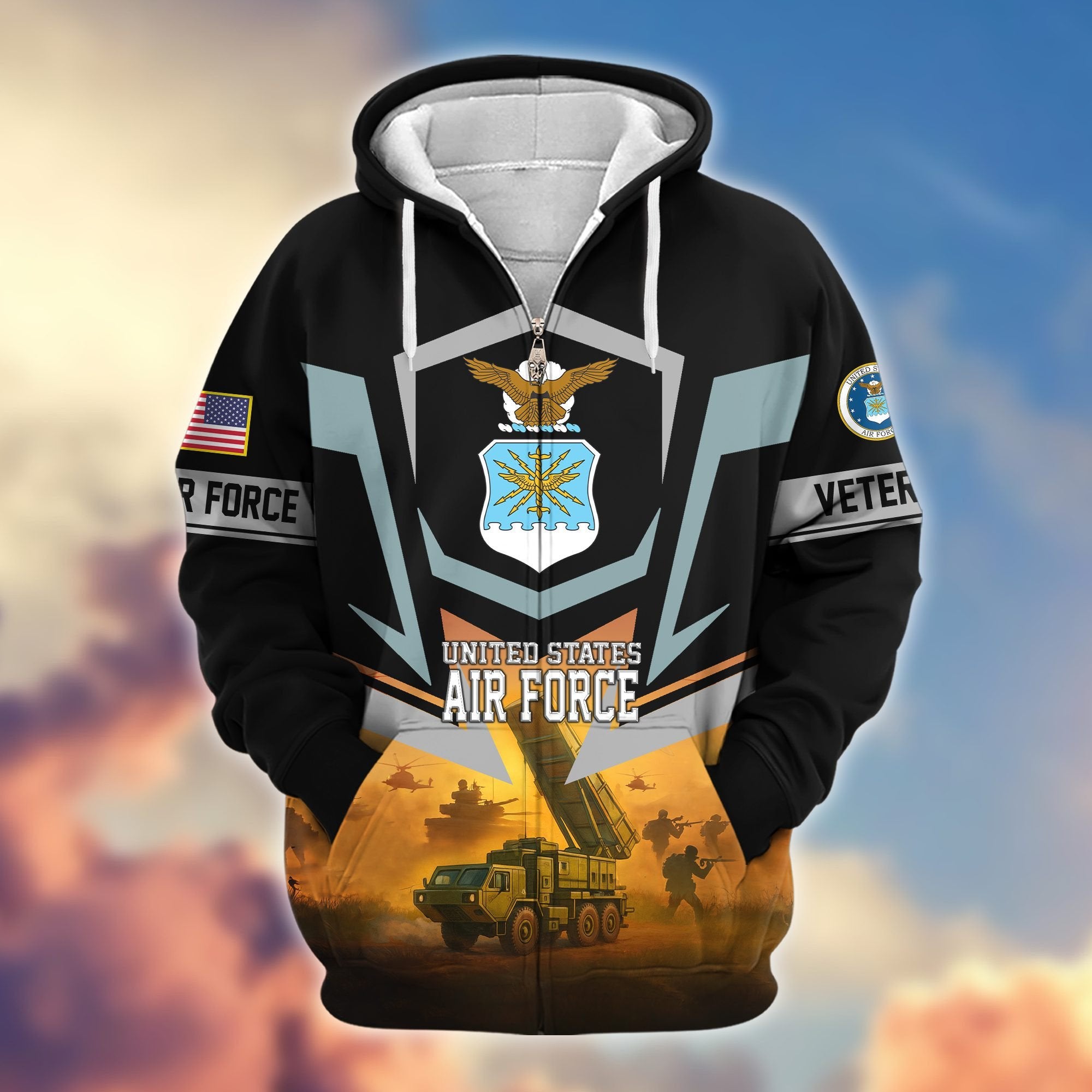 Premium US Veterans Zip Hoodie BPHN100912, Gifts For US Veterans, Gifts On Father's Day, Veterans Day.