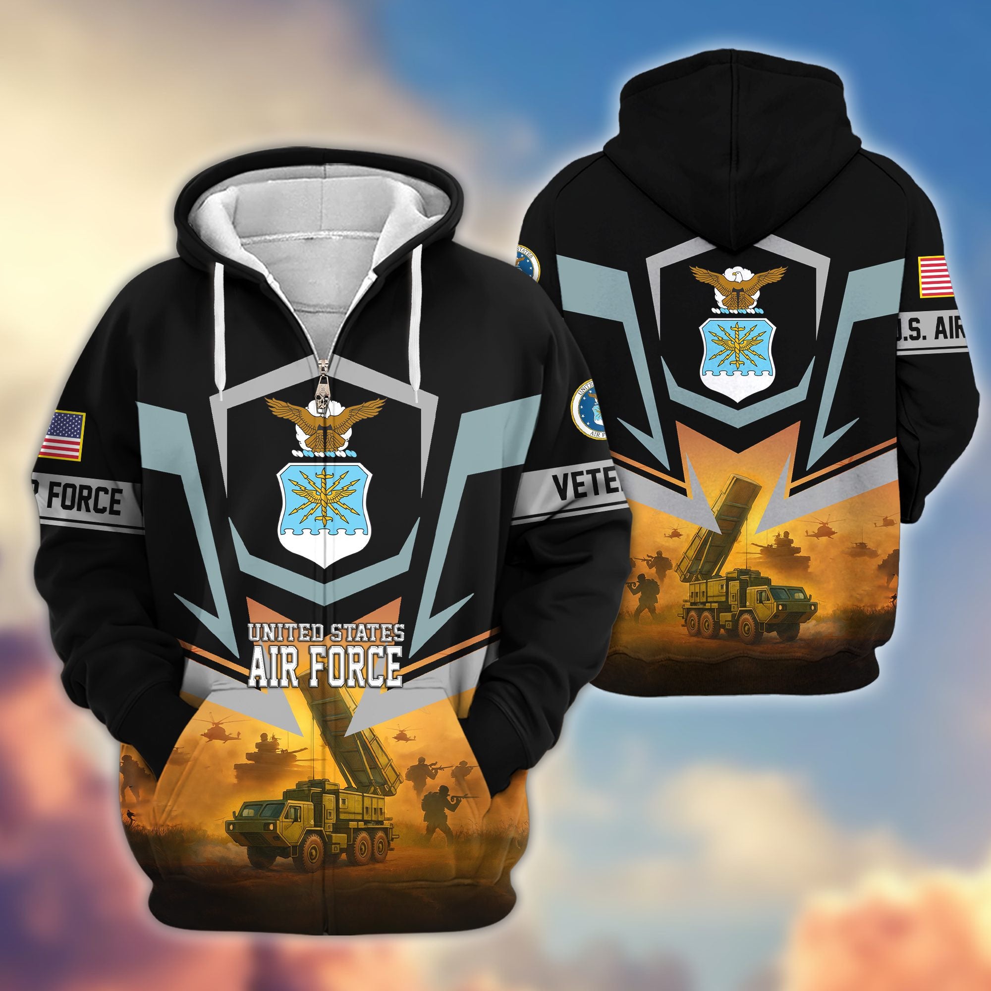 Premium US Veterans Zip Hoodie BPHN100912, Gifts For US Veterans, Gifts On Father's Day, Veterans Day.