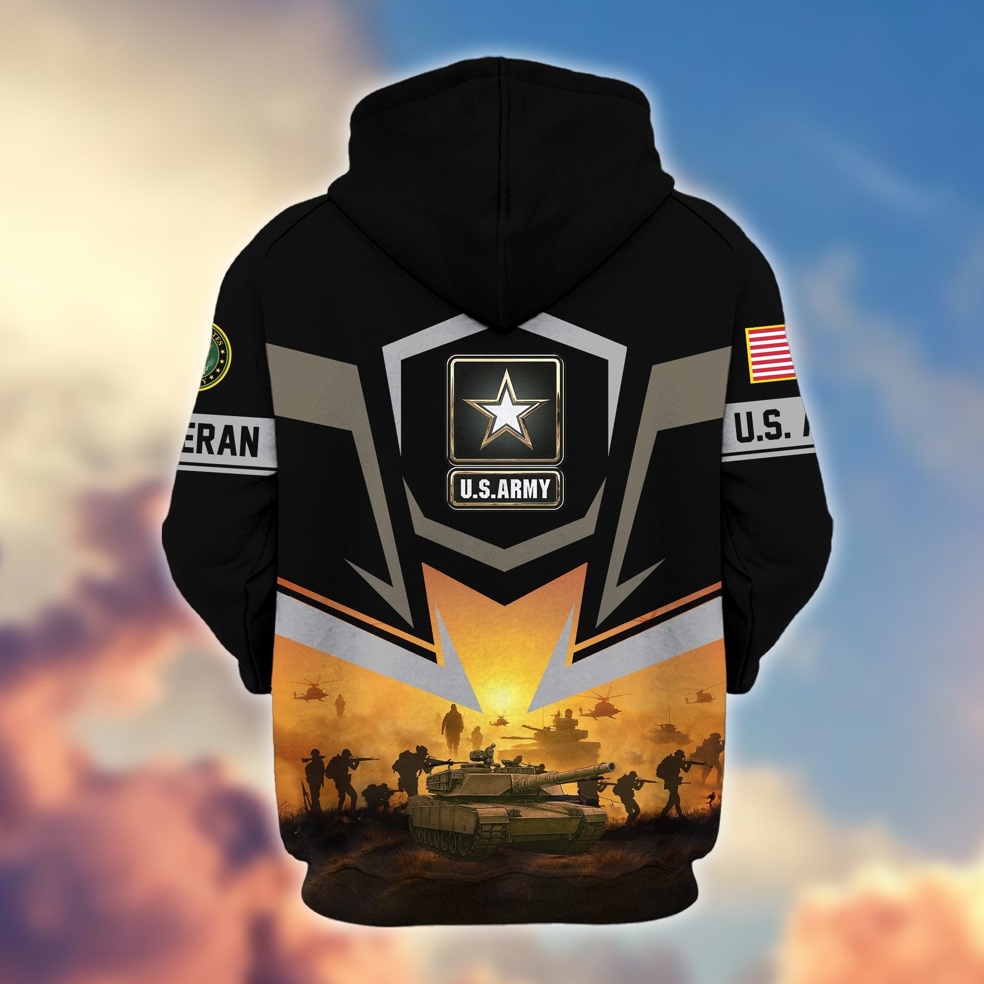 Premium US Veterans Zip Hoodie BPHN100912, Gifts For US Veterans, Gifts On Father's Day, Veterans Day.