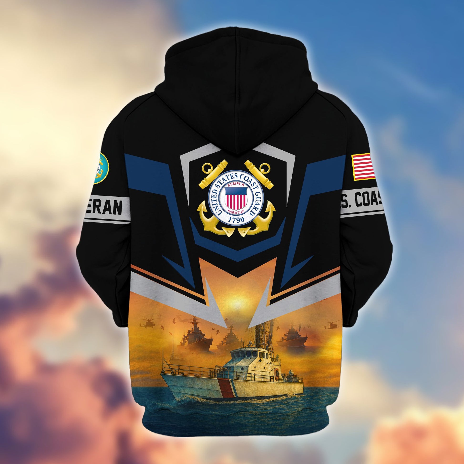 Premium US Veterans Zip Hoodie BPHN100912, Gifts For US Veterans, Gifts On Father's Day, Veterans Day.